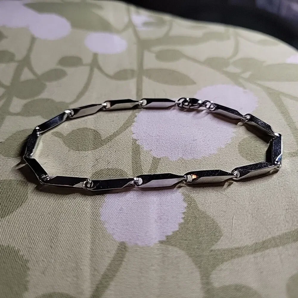 Men's Bracelet Silver Trendy Modern Rice Chain